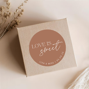 Adesivo Redondo Favor de casamento Terracotta Love is Sweet