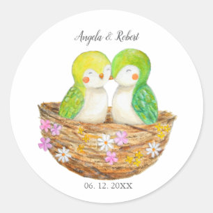 Adesivo Redondo Favor de Casamento Único para Aves Cutas Personali