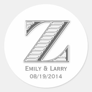 Adesivo Redondo Favor de casamento Z do cromo branco impresso