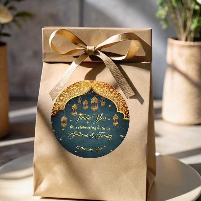 Adesivo Redondo Favor de celebração de Henna Mehndi noites árabes (Arabian nights Mehndi Henna celebration favor Classic Round Sticker)