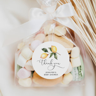 Adesivo Redondo Favor de chá de bebê de limão em aquarela