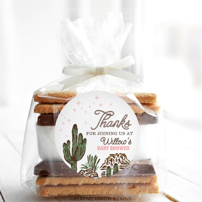 Adesivo Redondo Favor de Chá de fraldas de Garota Ocidental (Criador carregado)