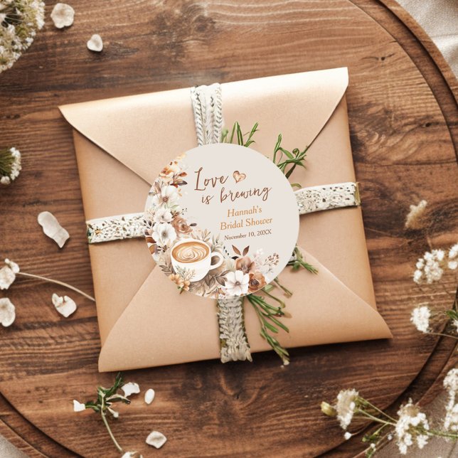 Adesivo Redondo Favor de Chá de Noiva Love is Brewing (Criador carregado)