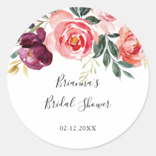 Adesivo Redondo Favor de Chá de Noiva Tropical Colorido de Verão