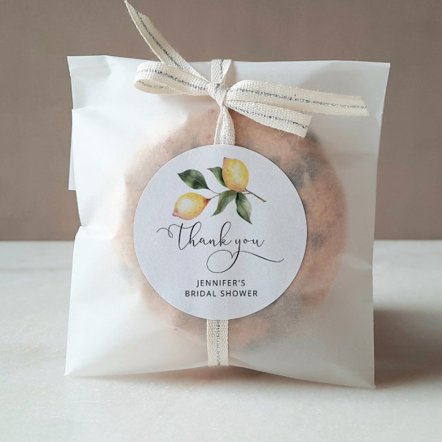 Adesivo Redondo Favor de chá de panela de limão em aquarela (Criador carregado)