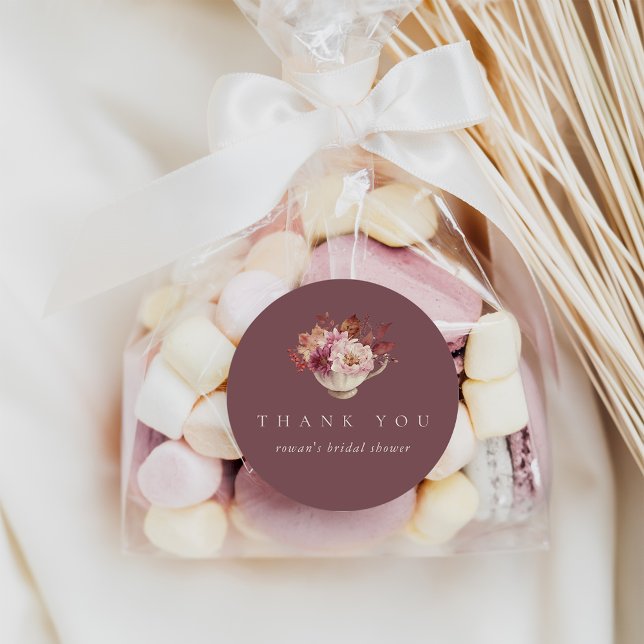 Adesivo Redondo Favor de Chá para Chás de Panela de Outono (Criador carregado)