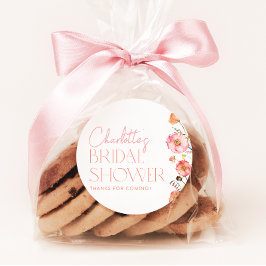 Adesivo Redondo Favor de Chuva de Noiva Floral com Papoulas Silves