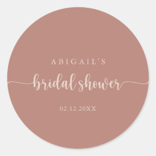 Adesivo Redondo Favor de Chuveirinho de Noiva em Terracota Caligrá