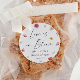 Adesivo Redondo Favor de Chuveiro de Noiva Amor está em Flor