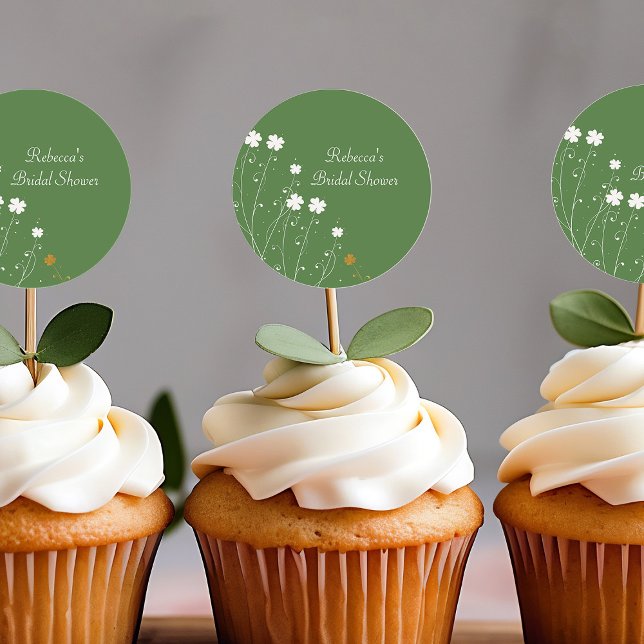 Adesivo Redondo Favor de Chuveiro de Noiva Flores Silvestres Trevo (Shamrock bridal shower favor stickers)