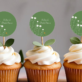 Adesivo Redondo Favor de Chuveiro de Noiva Shamrock Wildflowers
