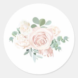 Adesivo Redondo Favor de Eucalipto Floral Rosa Obrigado