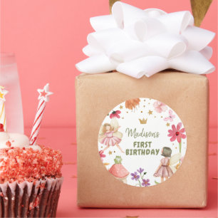 Adesivo Redondo Favor de Fadas de Fada de Aniversário de Fada Enca