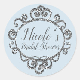 Adesivo Redondo Favor de festa de aniversário com purpurina pratea