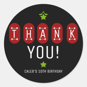 Adesivo Redondo Favor de Festa de aniversário da Placa de skate