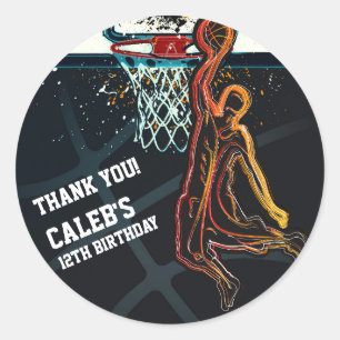 Adesivo Redondo Favor de Festa de aniversário de Dunk Shot