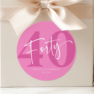 Adesivo Redondo Favor de festa de aniversário de quarenta 40 anos 