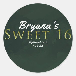 Adesivo Redondo Favor de festa de aniversário elegante e chic Gree