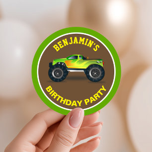 Adesivo Redondo Favor de festa de aniversário infantil do caminhão