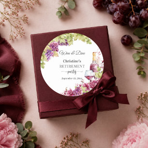 Adesivo Redondo Favor de festa de aposentadoria Chic Wine and Dine