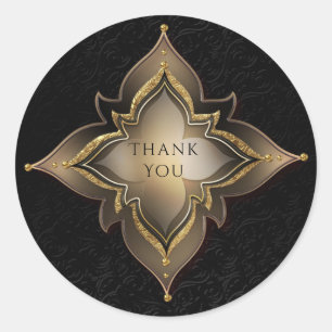 Adesivo Redondo Favor de festa de Flor Exótica Glamour Dourada e P