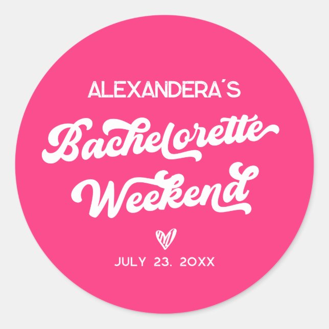 Adesivo Redondo Favor de Festa de solteira rosa (Frente)