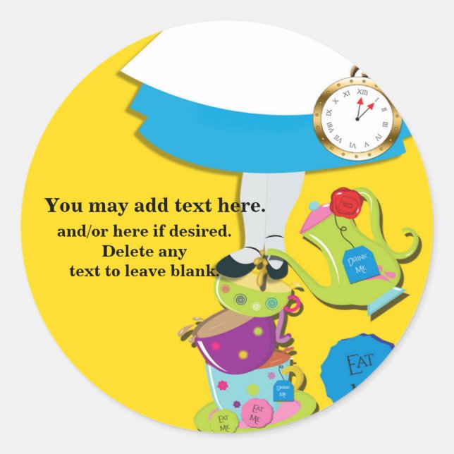Adesivo Redondo Favor de festa de xícaras de chá caprichosas da Al (Frente)