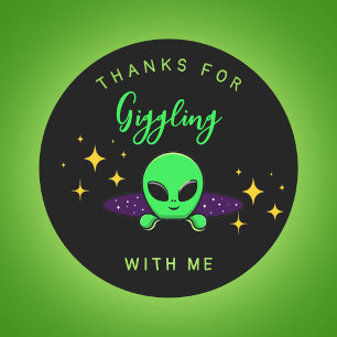 Adesivo Redondo Favor de festa infantil Alien