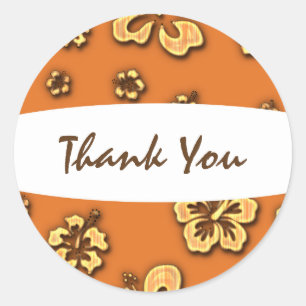 Adesivo Redondo Favor de festa tropical de flor de hibisco retrô v