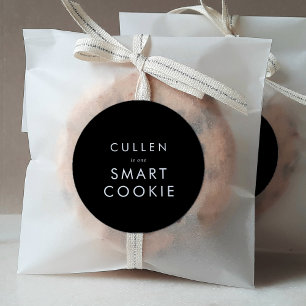 Adesivo Redondo Favor de formatura Biscoito Inteligente Preto Chic