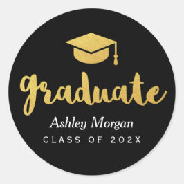 Adesivo Redondo Favor de Graduação de Formando do Script Dourado M
