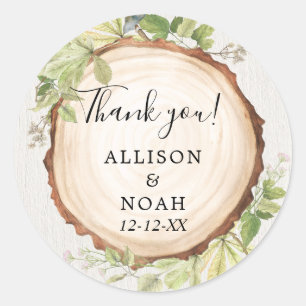 Adesivo Redondo Favor de madeira da fatia da floresta exterior