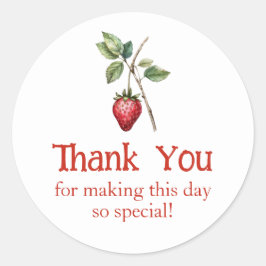 Adesivo Redondo Favor de Morango Obrigado