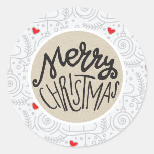 Adesivo Redondo Favor de Natal Caprichoso Corações Vermelhos Lindo