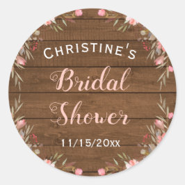 Adesivo Redondo Favor de Noiva Rústico Floral Chic Campo