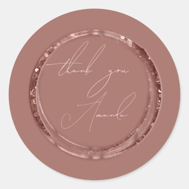 Adesivo Redondo Favor de Nome Rosa Rose em Pó Noivado (Frente)