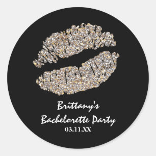 Adesivo Redondo Favor de partido Dourado de prata do beijo dos