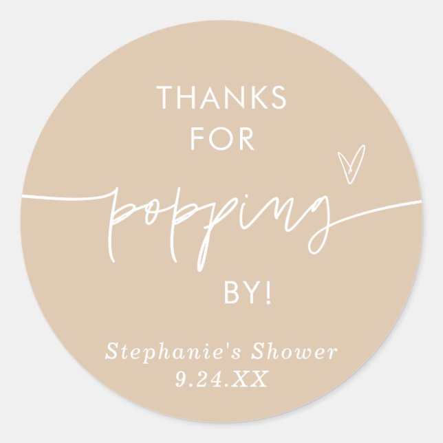 Adesivo Redondo Favor de Pipoca Boho, Obrigado por Comparecer Favo (Frente)