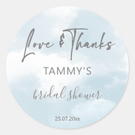 Adesivo Redondo Favor de presente de chá de panela de noiva Cloud 