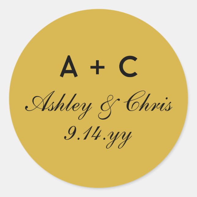 Adesivo Redondo Favor de Recepção de casamento Personalizada Moder (Frente)