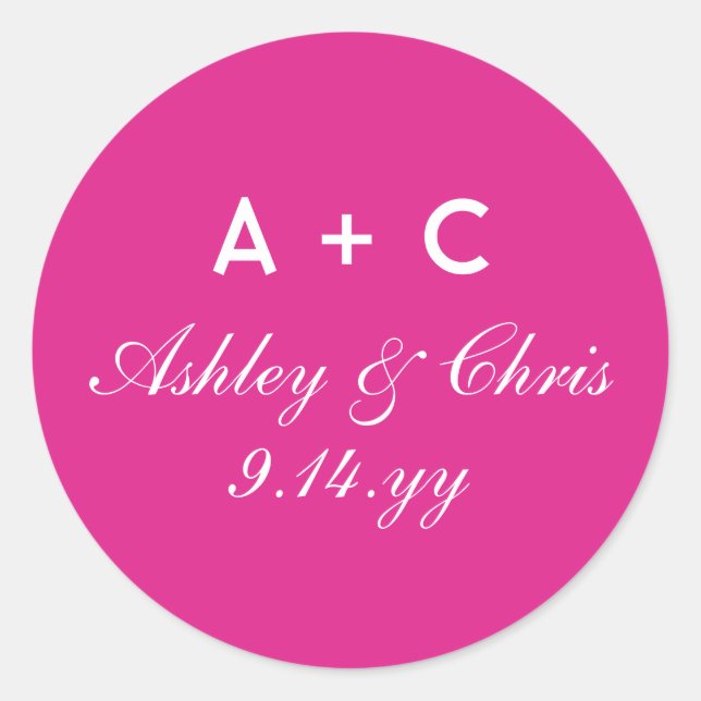 Adesivo Redondo Favor de Recepção de casamento Personalizado Moder (Frente)