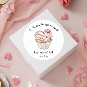 Adesivo Redondo Favor de tratamento de Cupcake do Dia dos Namorad