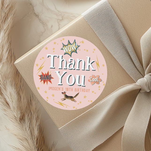 Adesivo Redondo Favor do Aniversário de criança de Super Herói Ros (Criador carregado)