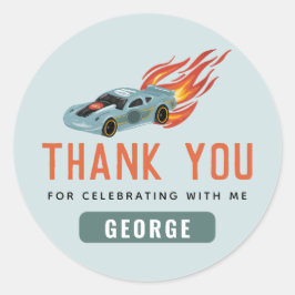 Adesivo Redondo Favor do Aniversário de criança do Carro Legal Blu