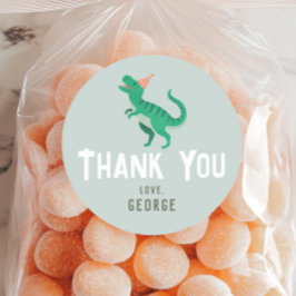 Adesivo Redondo Favor do Aniversário de criança do Dinossauro T-Re