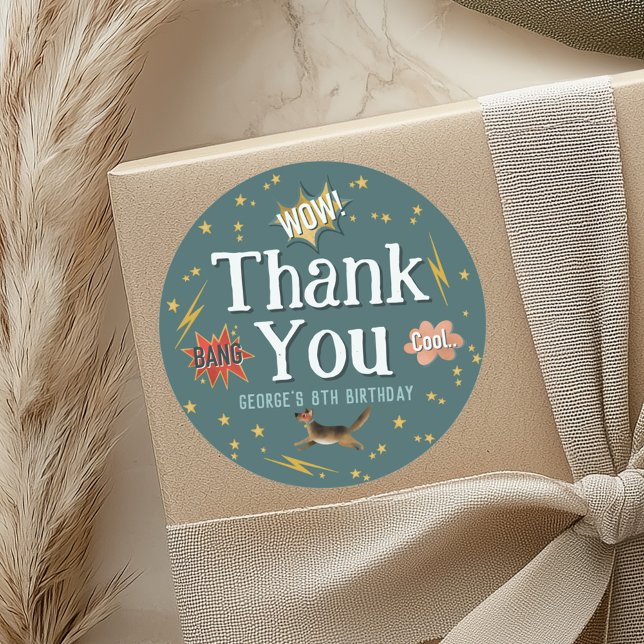 Adesivo Redondo Favor do Aniversário de criança Super Herói (Criador carregado)