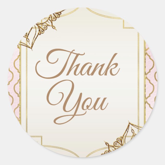 Adesivo Redondo Favor do casamento das noites árabes marroquinas,  (Frente)