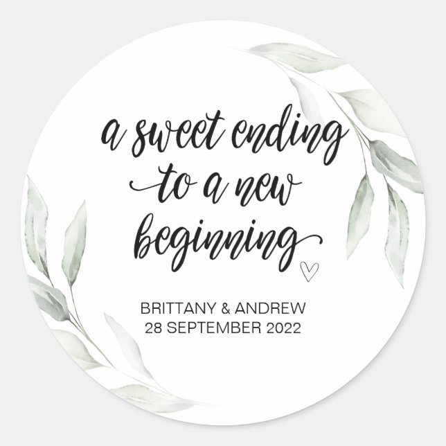 Adesivo Redondo Favor do Casamento Trate Bag Jar Sweet Começar Cl (Frente)