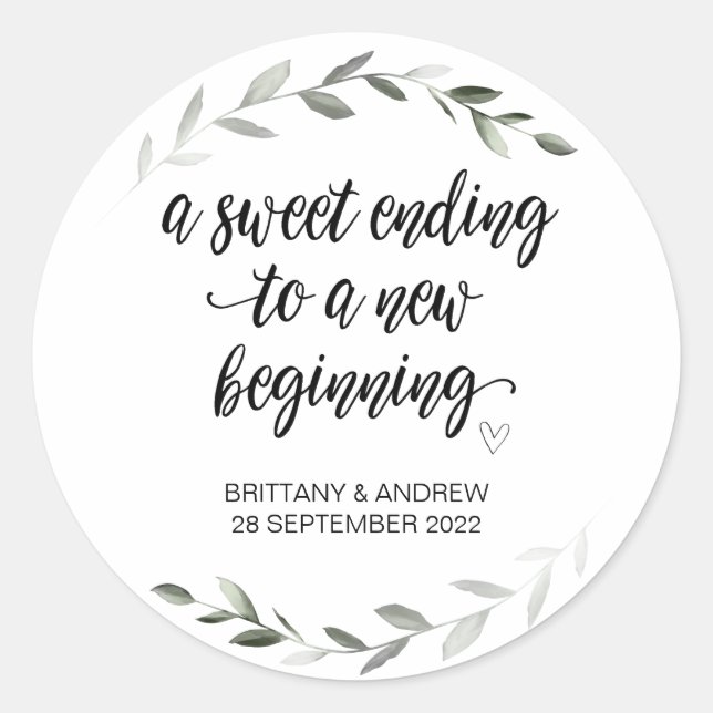 Adesivo Redondo Favor do Casamento Trate Bag Jar Sweet Começar Cl (Frente)
