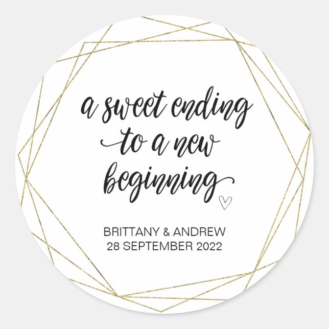 Adesivo Redondo Favor do Casamento Trate Bag Jar Sweet Começar Cl (Frente)